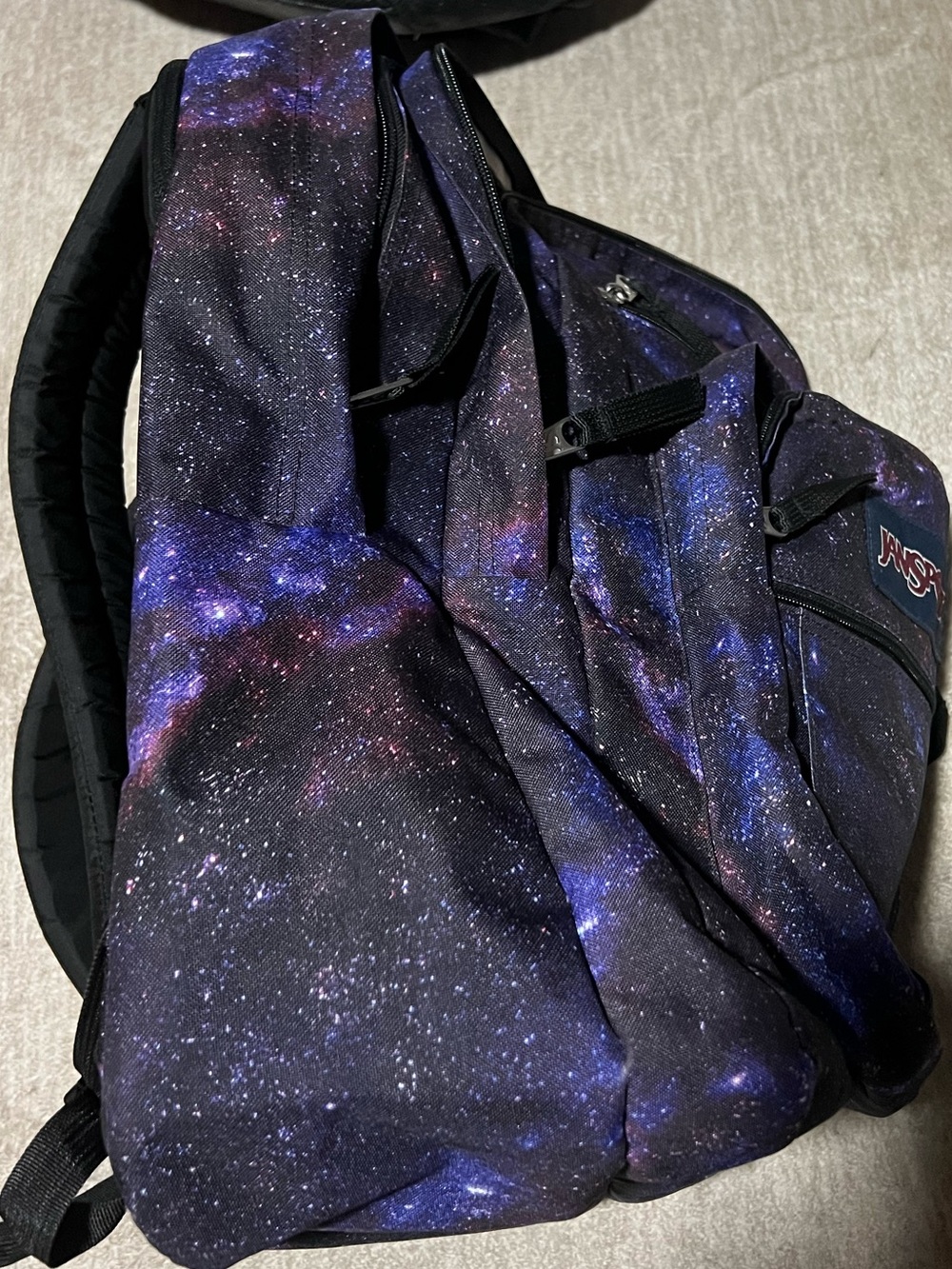 JanSport Backpack Galaxy Night Sky stars Pattern purple black School large bag - Picture 7 of 12